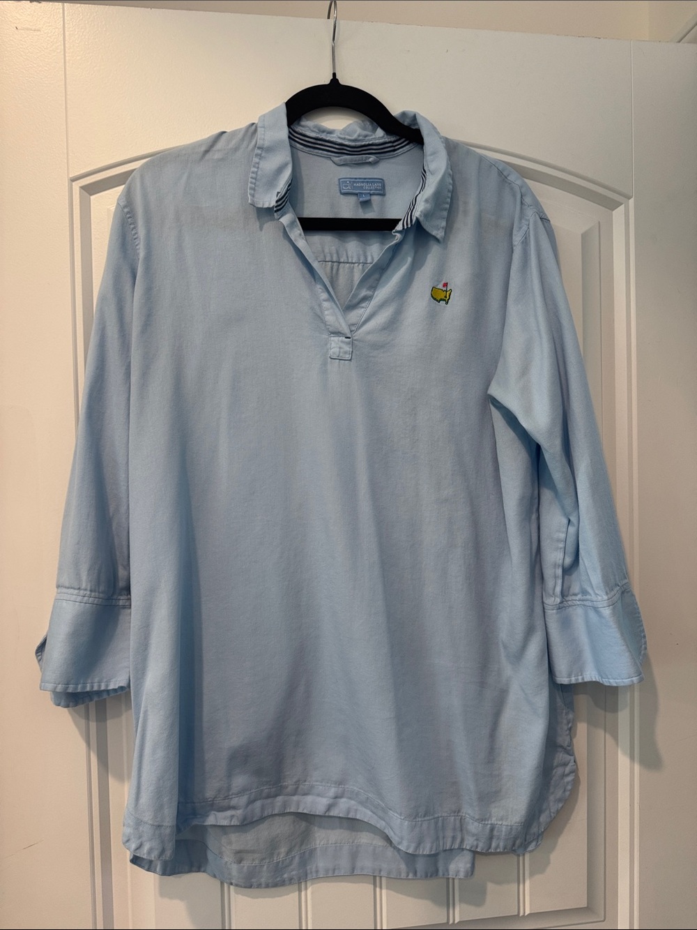 Masters Light Blue Long Sleeve Polo Tunic with Embroidered Chest Logo